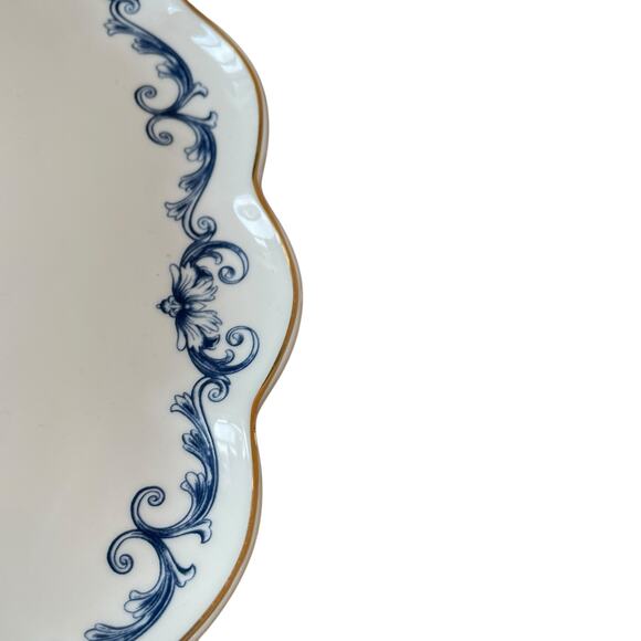 Eaton Fine Dining Blue Floral Bird Porcelain Pedestal Cake Plate 10.5in New - Picture 6 of 16